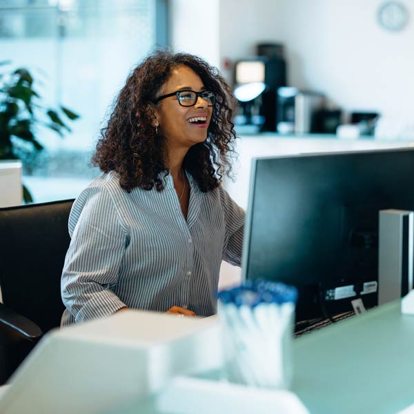 Happy worker in an office