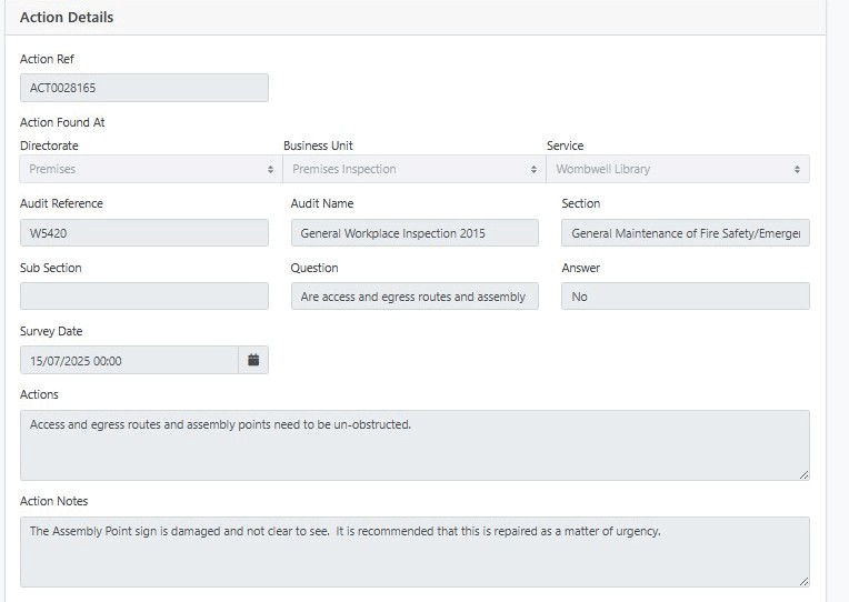 Audits and Inspections App Screen