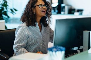 Happy worker in an office